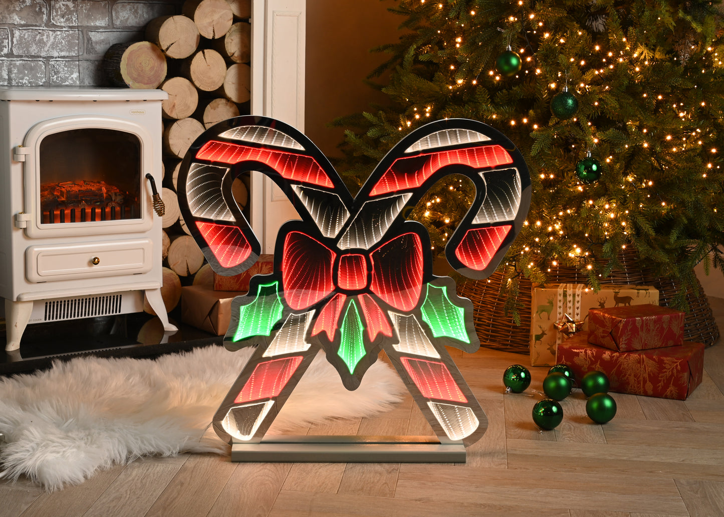 Festive Infinity Light Crossed Candy Canes
