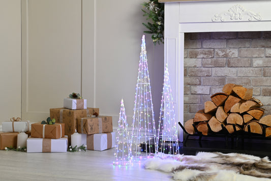 Festive Set of 3 Dewdrop Cone Trees with Multi LED
