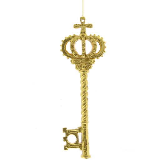 Festive Plastic Antique Gold Key with Crown Shape Top Tree Decoration
