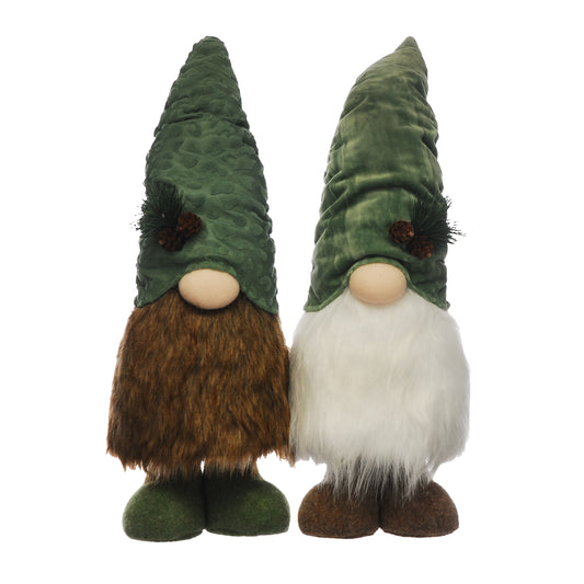 Festive 2 Assorted White/Brown Standing Gonks with Green Hats