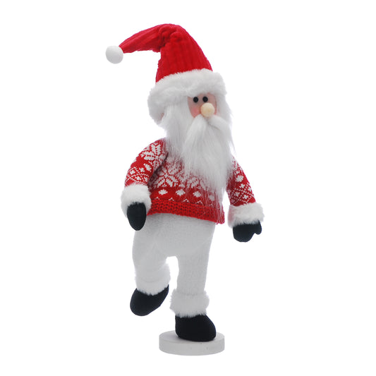 Festive Standing Santa in Red/White Snowflake Top