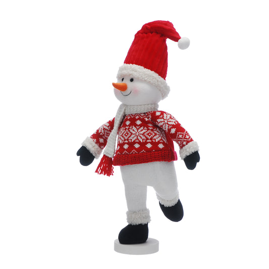 Festive Standing Snowman in Red/White Snowflake Top