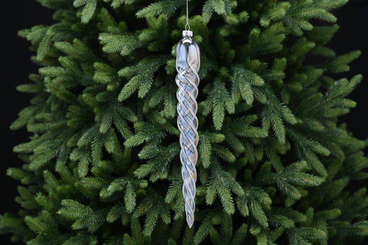 Festive Clear Iridescent Glass Icicle Tree Decoration