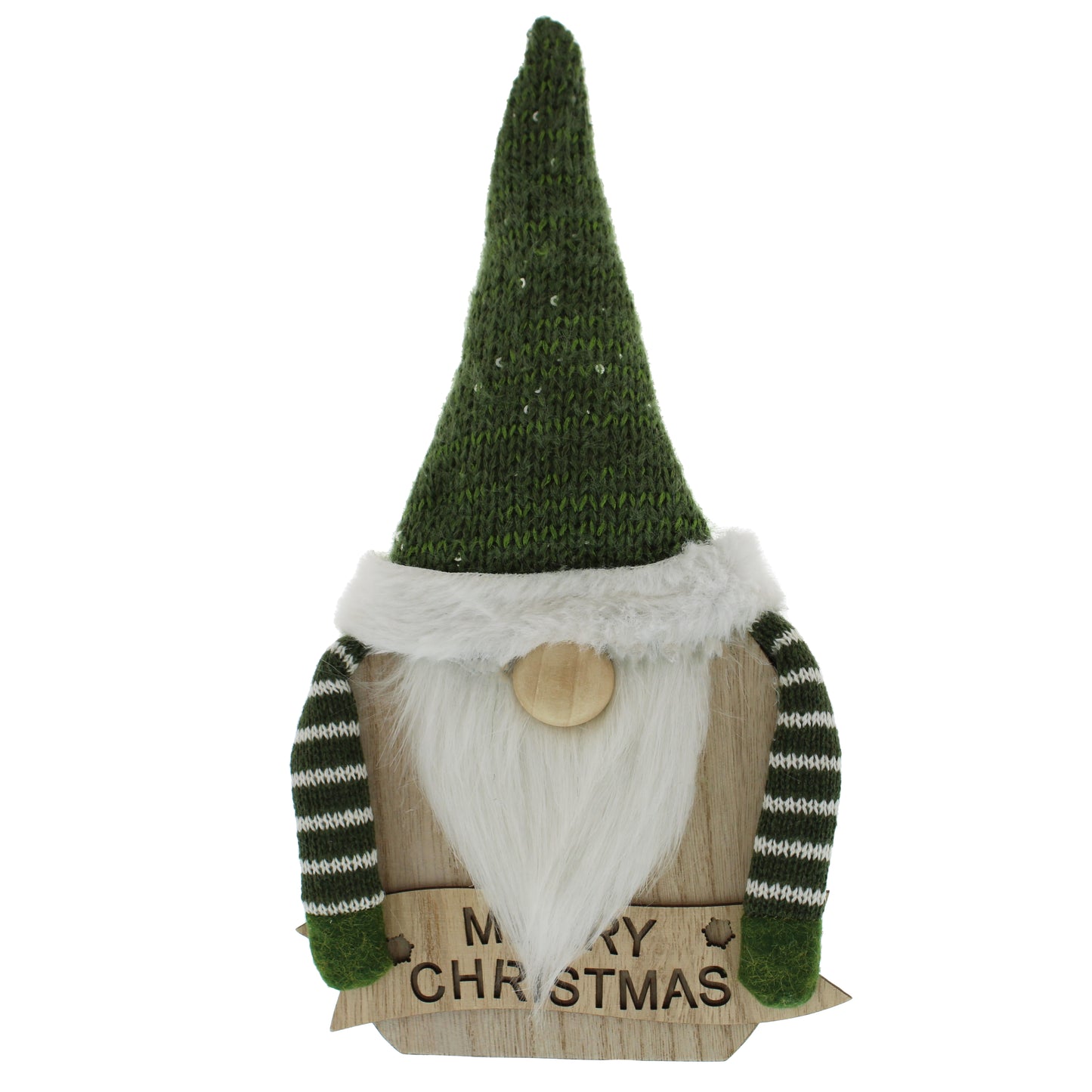 Festive Wooden/Fabric Gonk with Stripe Arms