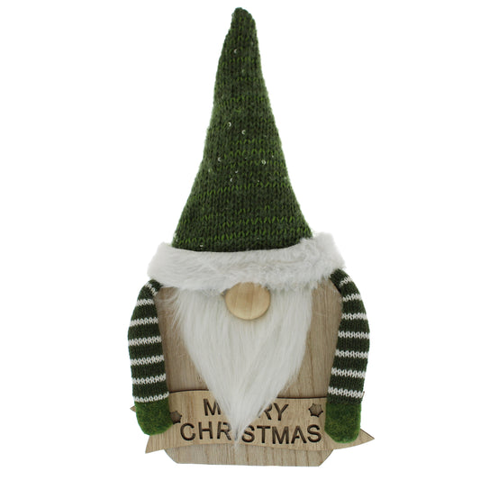 Festive Wooden/Fabric Gonk with Stripe Arms