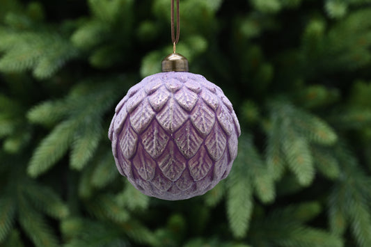 Festive Lavender Leaves Glass Bauble