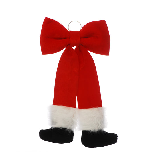 Festive Red Velvet Santa Legs Bow