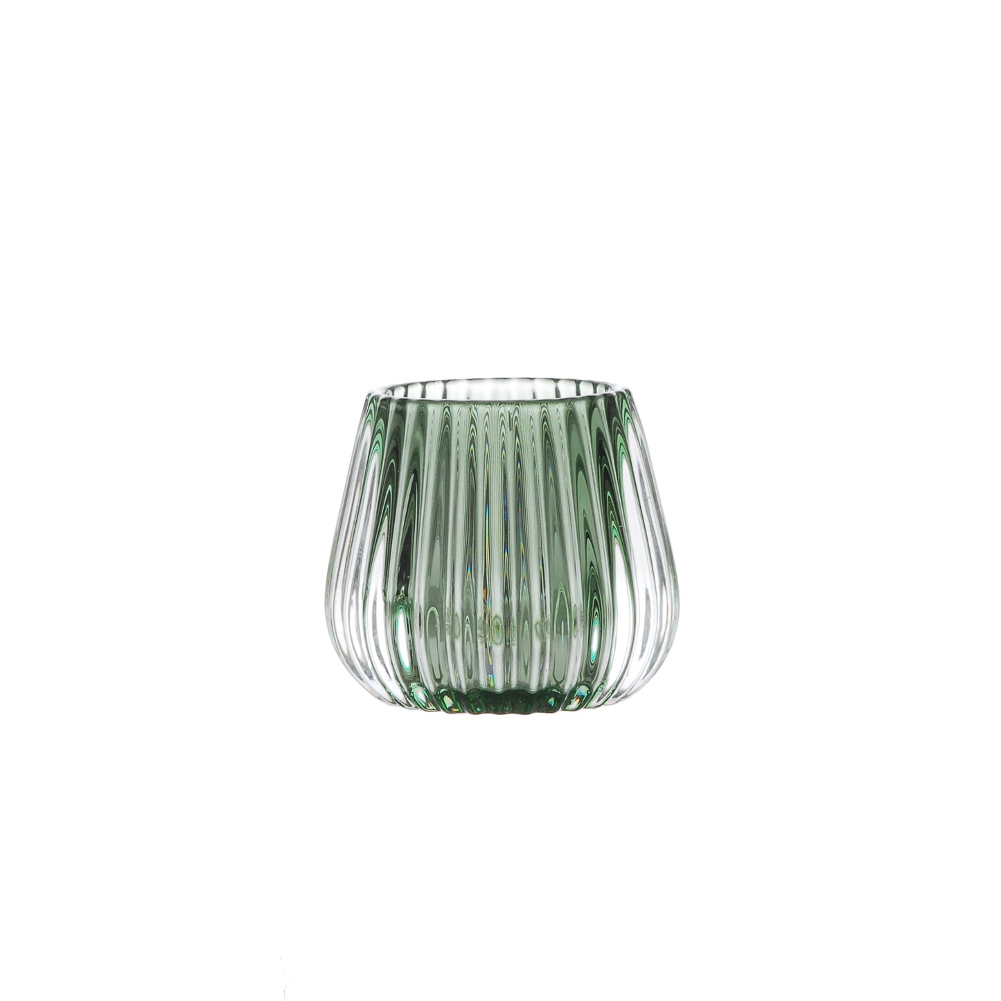 Otters Brook Fluted Green Glass Tealight Holder