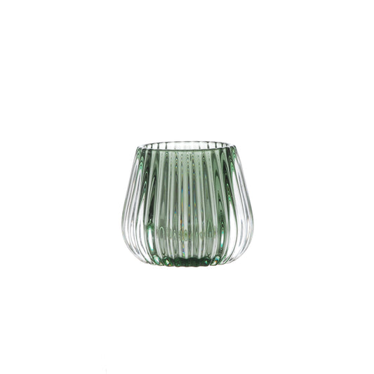 Otters Brook Fluted Green Glass Tealight Holder