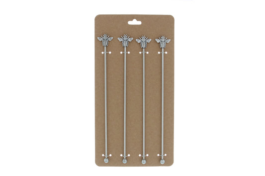 Otters Brook Gold Stirrers With Bumble Bee Tops (Pack of 4)