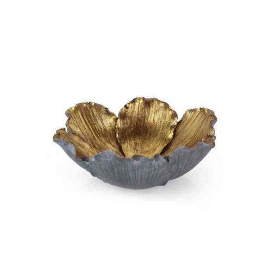 Otters Brook Polyresin Blue Flower Bowl With Gold Leaf (20cm)