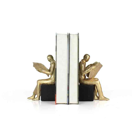Otters Brook Set of Polyresin Gold Leaf Man/Women Bookends