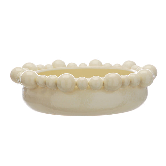 Otters Brook Cream Bowl With Bobble Design (35cm x 11cm)