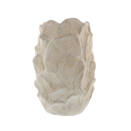 Otters Brook Cream Vase With Leaf Pattern