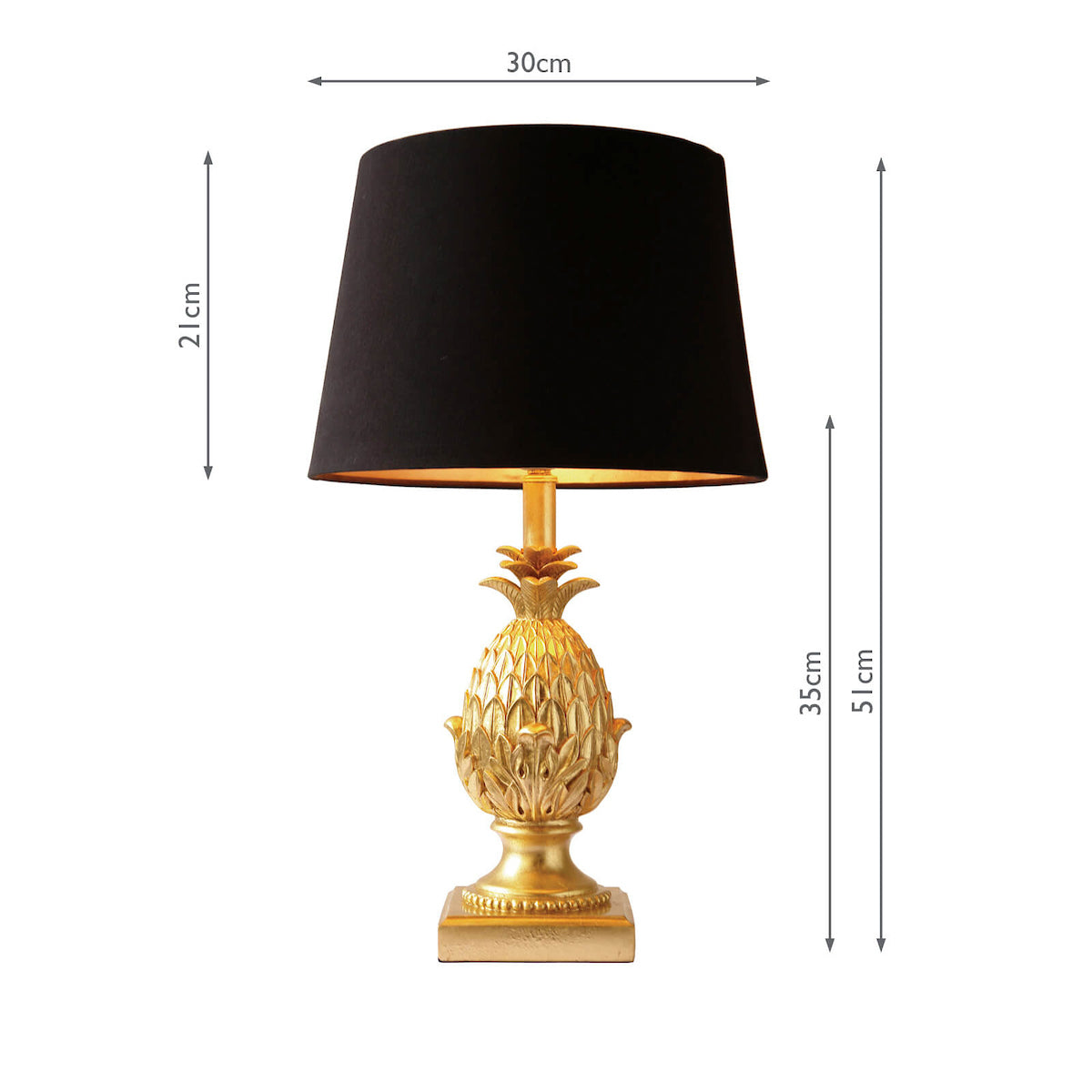Dar Pineapple Table Lamp Gold With Shade