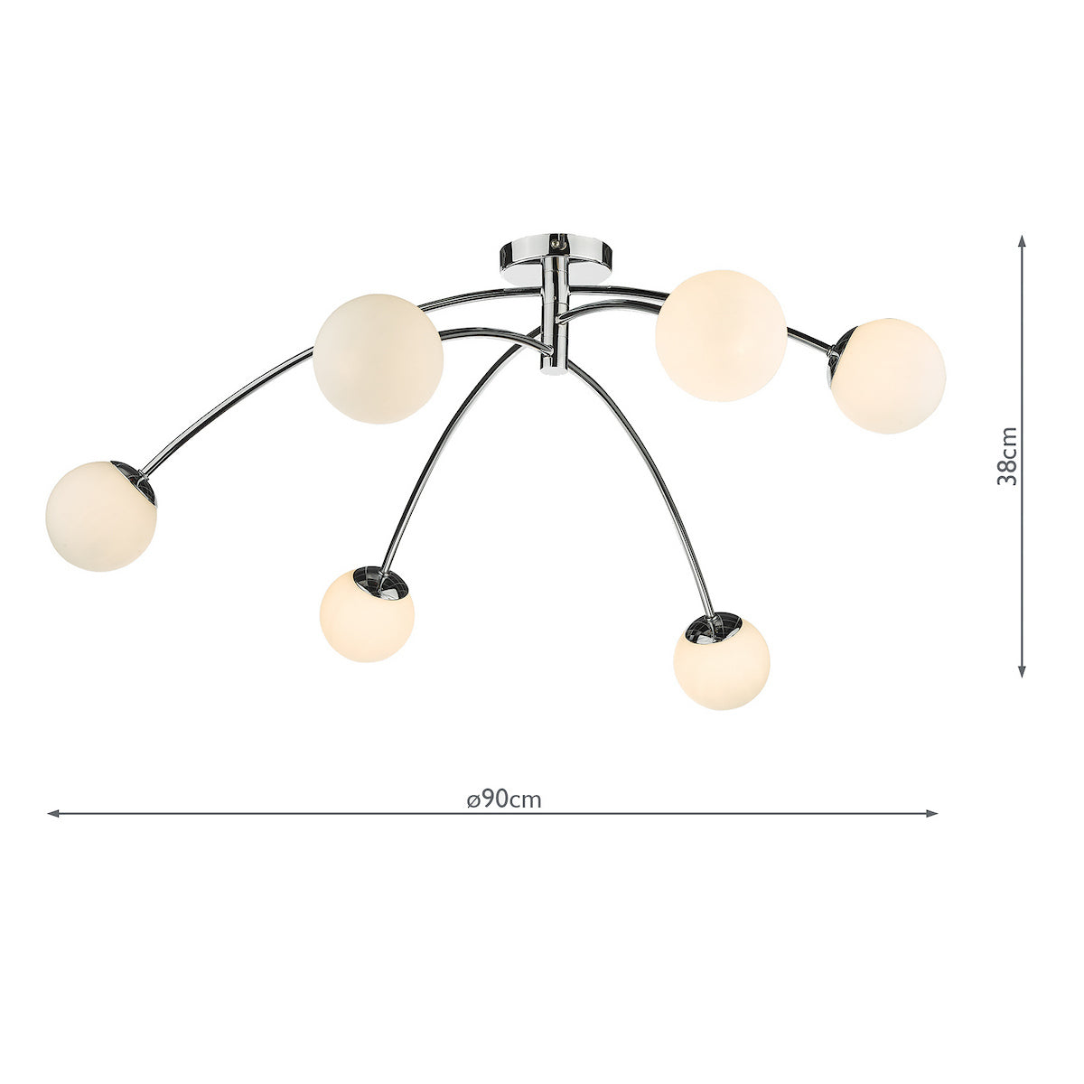 Dar Puglia 6lt Semi Flush Polished Chrome Opal Glass