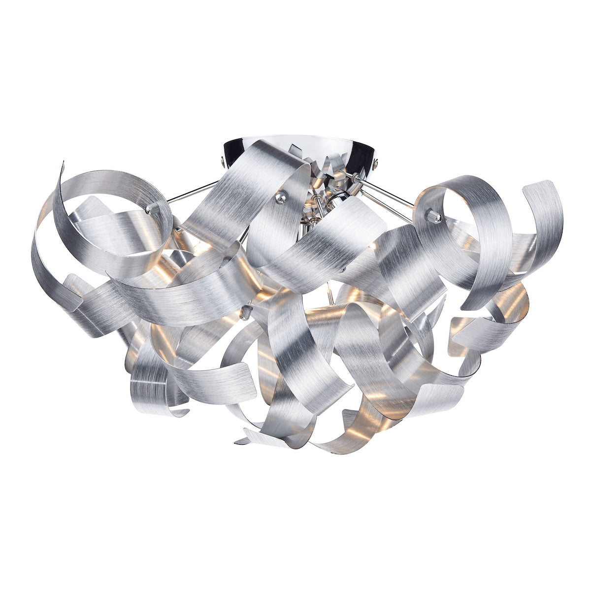 Dar Rawley 4 Light Flush Brushed Aluminium 40cm