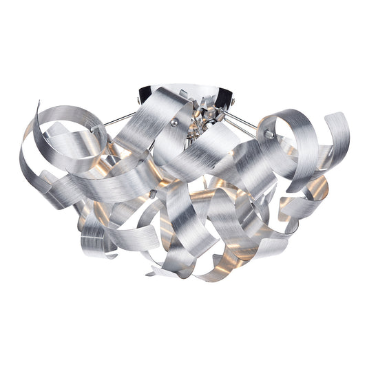 Dar Rawley 4 Light Flush Brushed Aluminium 40cm