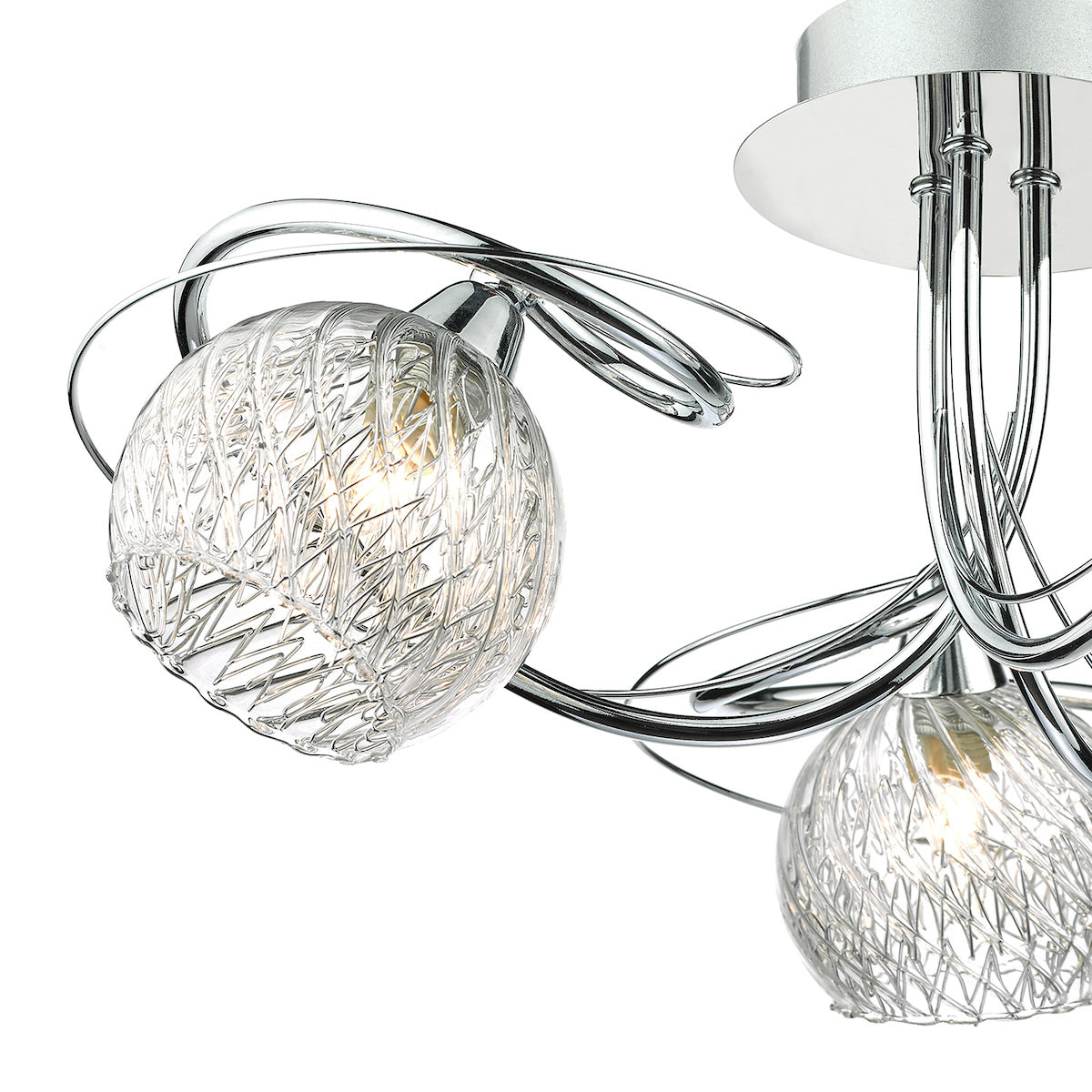 Dar Rehan 3 Light Semi-Flush Polished Chrome and Ribbed Glass