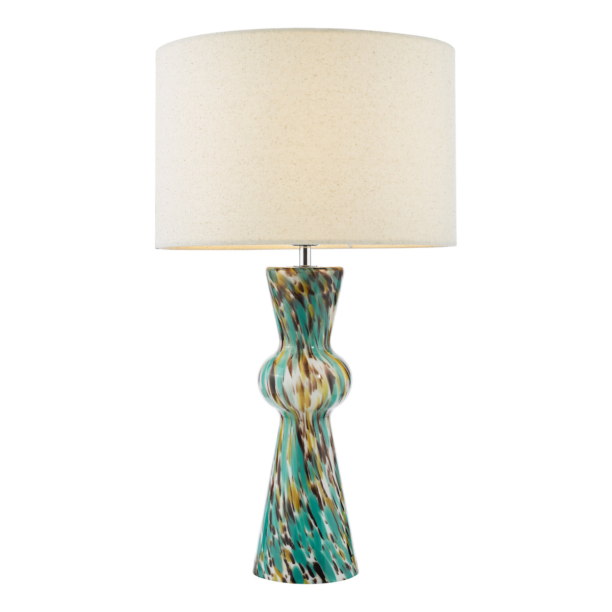 Dar Rheneas Table Lamp Blue Art Glass and Polished Chrome With Shade