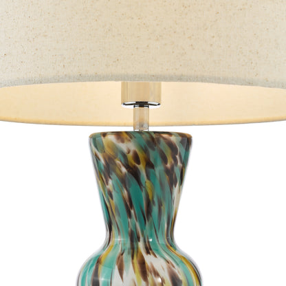 Dar Rheneas Table Lamp Blue Art Glass and Polished Chrome With Shade
