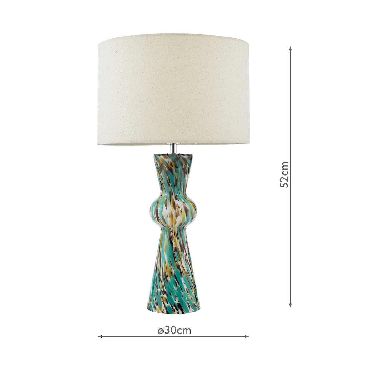 Dar Rheneas Table Lamp Blue Art Glass and Polished Chrome With Shade