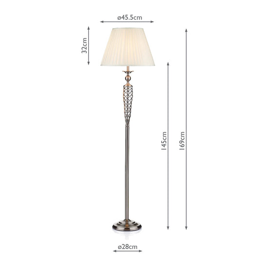 Dar Siam Floor Lamp Satin Chrome With Shade