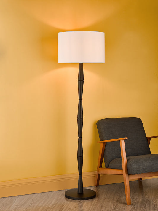 Dar Pyramid White Linen Drum Shade 46cm