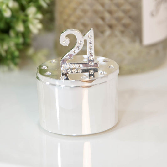 Widdop & Co. Milestones Silverplated 21st Trinket Box With Crystal