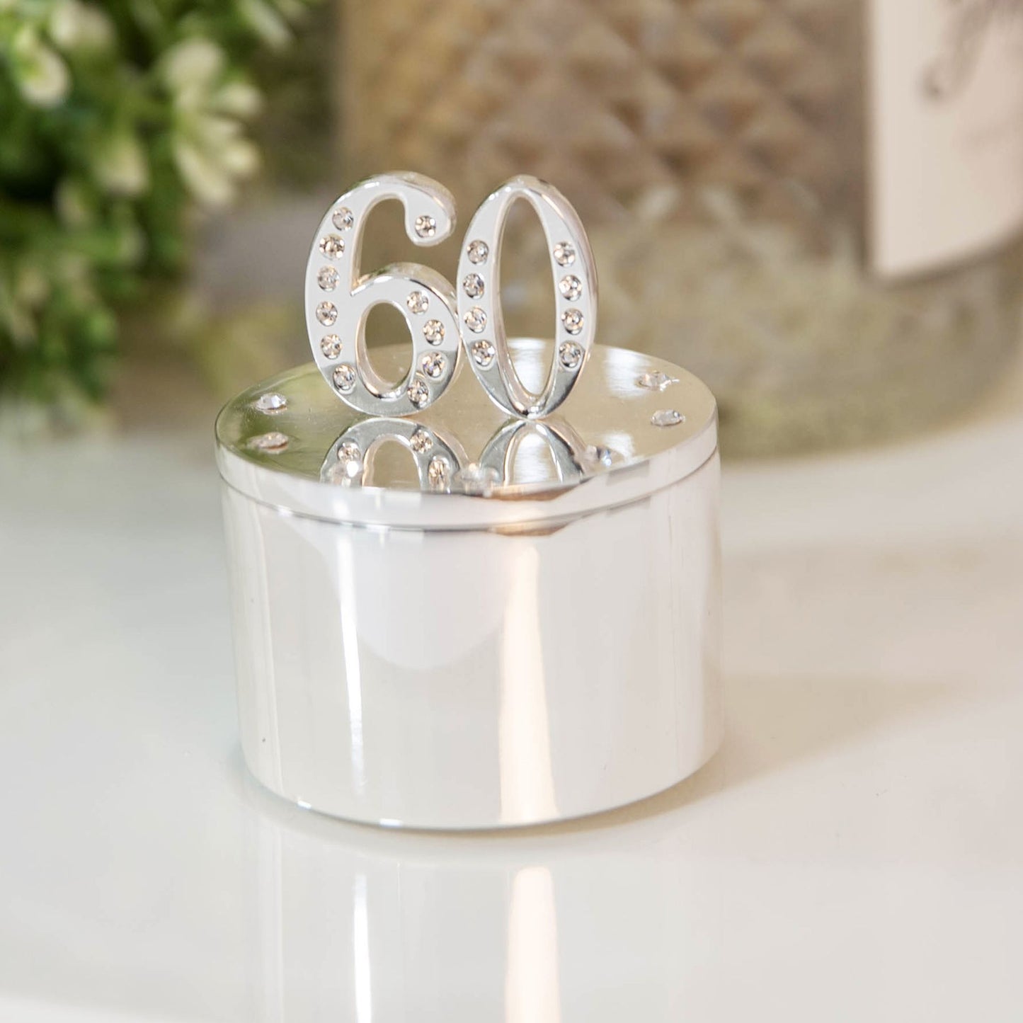 Widdop & Co. Milestones Silverplated 60th Trinket Box With Crystal