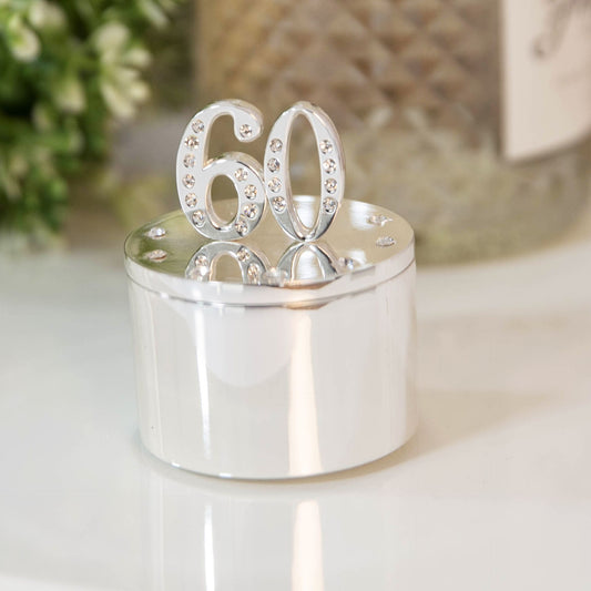Widdop & Co. Milestones Silverplated 60th Trinket Box With Crystal