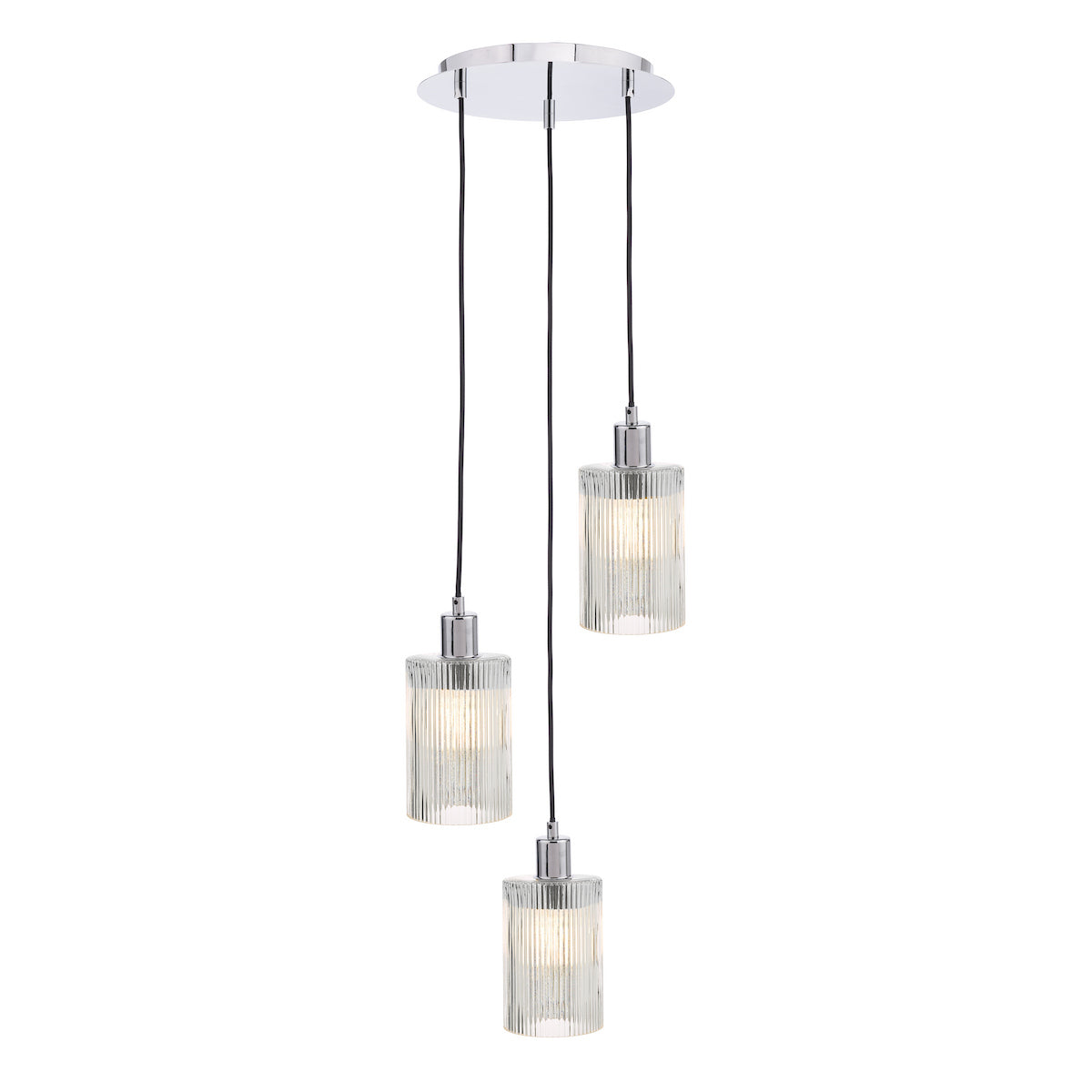 Dar Accessory Easy Fit Cylinder Ribbed Glass Shade
