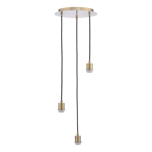 Dar 3 Light Antique Brass E27 Suspension Cluster