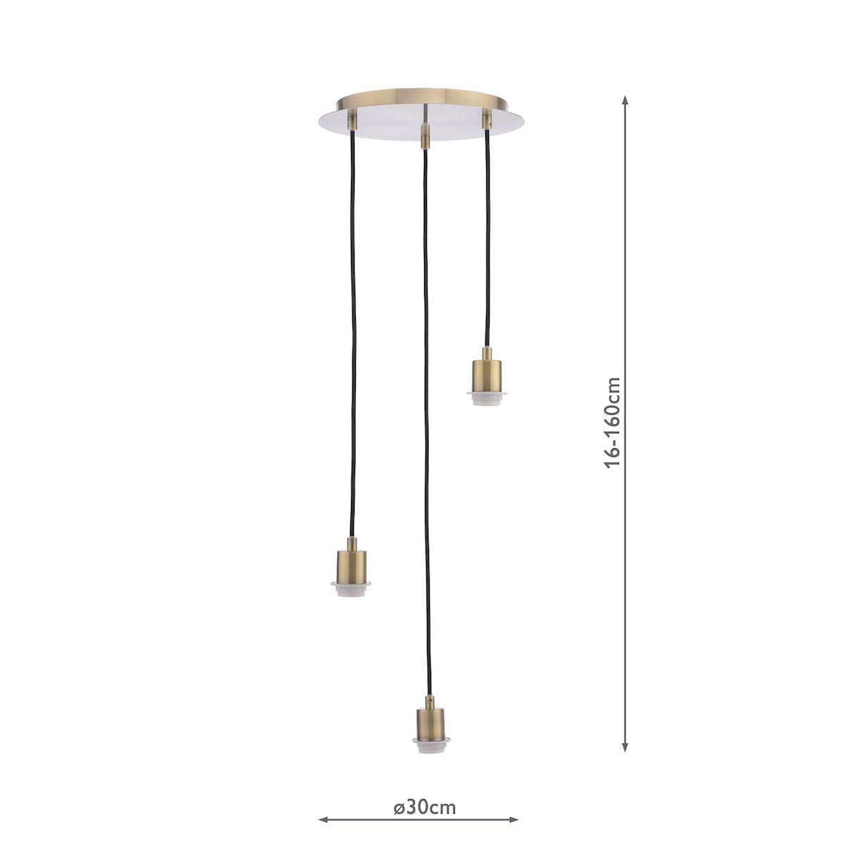 Dar 3 Light Antique Brass E27 Suspension Cluster