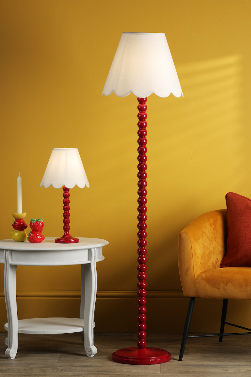 Dar Spool Floor Lamp Gloss Red Base Only