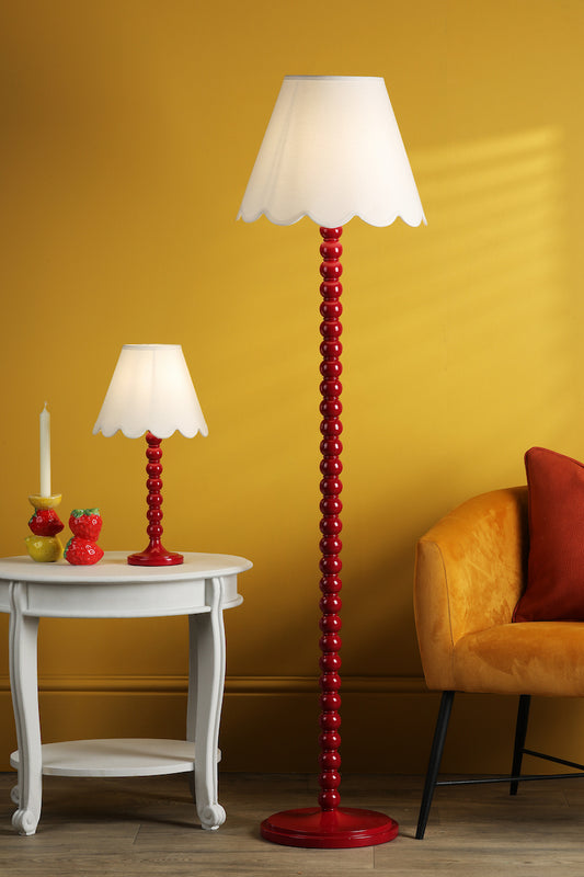 Dar Spool Floor Lamp Gloss Red Base Only