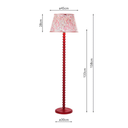 Dar Spool Floor Lamp Gloss Red Base Only