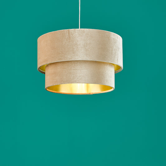 Dar Suvan Easy Fit Tiered Velvet Shade Taupe With Gold Lining
