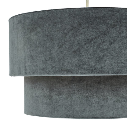 Dar Suvan Easy Fit Tiered Velvet Shade Dark Grey With Silver Lining