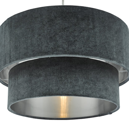 Dar Suvan Easy Fit Tiered Velvet Shade Dark Grey With Silver Lining