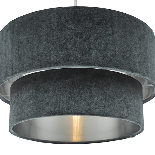 Dar Suvan Easy Fit Tiered Velvet Shade Dark Grey With Silver Lining