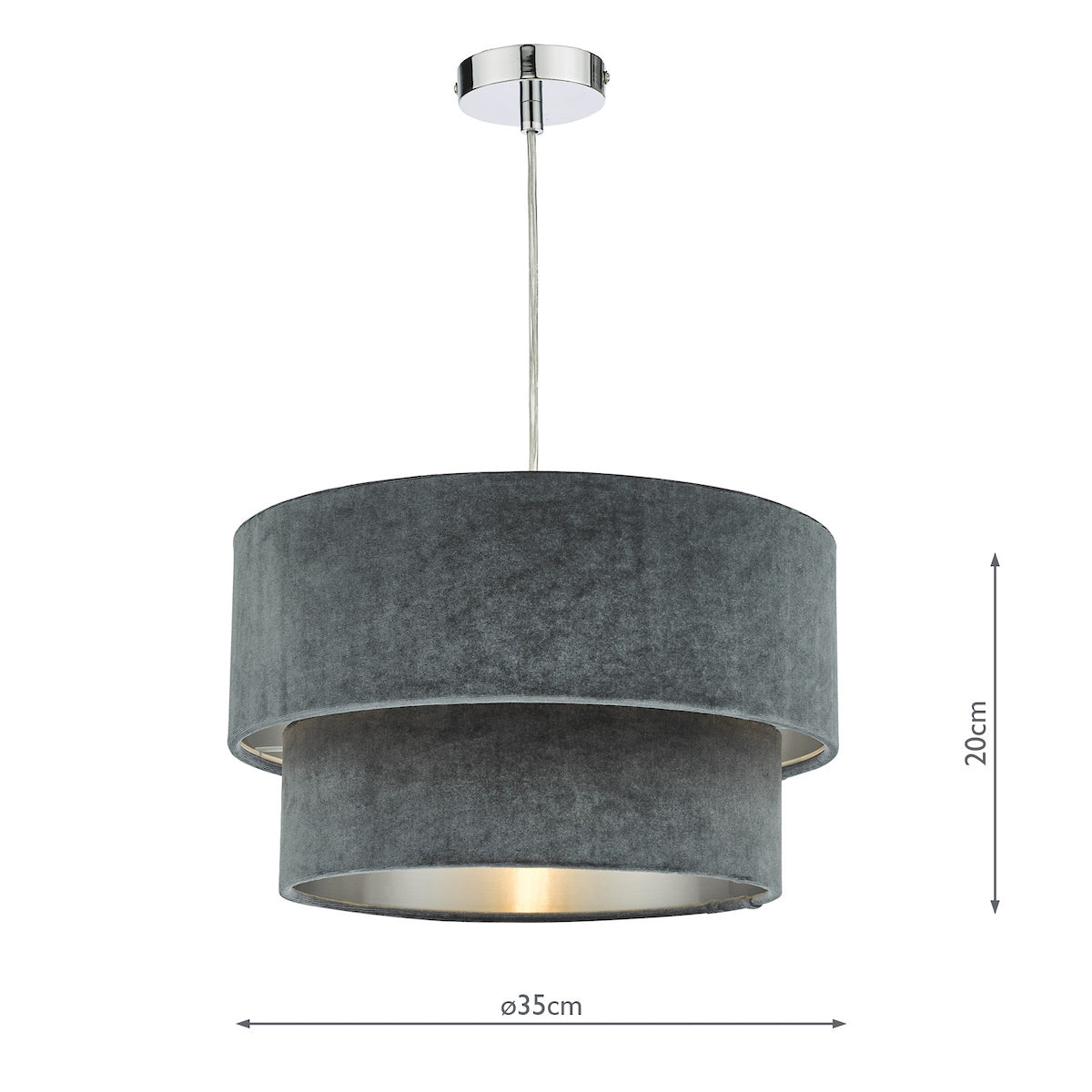 Dar Suvan Easy Fit Tiered Velvet Shade Dark Grey With Silver Lining