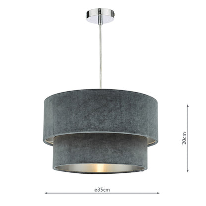 Dar Suvan Easy Fit Tiered Velvet Shade Dark Grey With Silver Lining