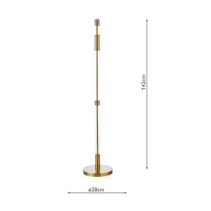 Dar Sylvester Floor Lamp Antique Brass and Glass Base Only