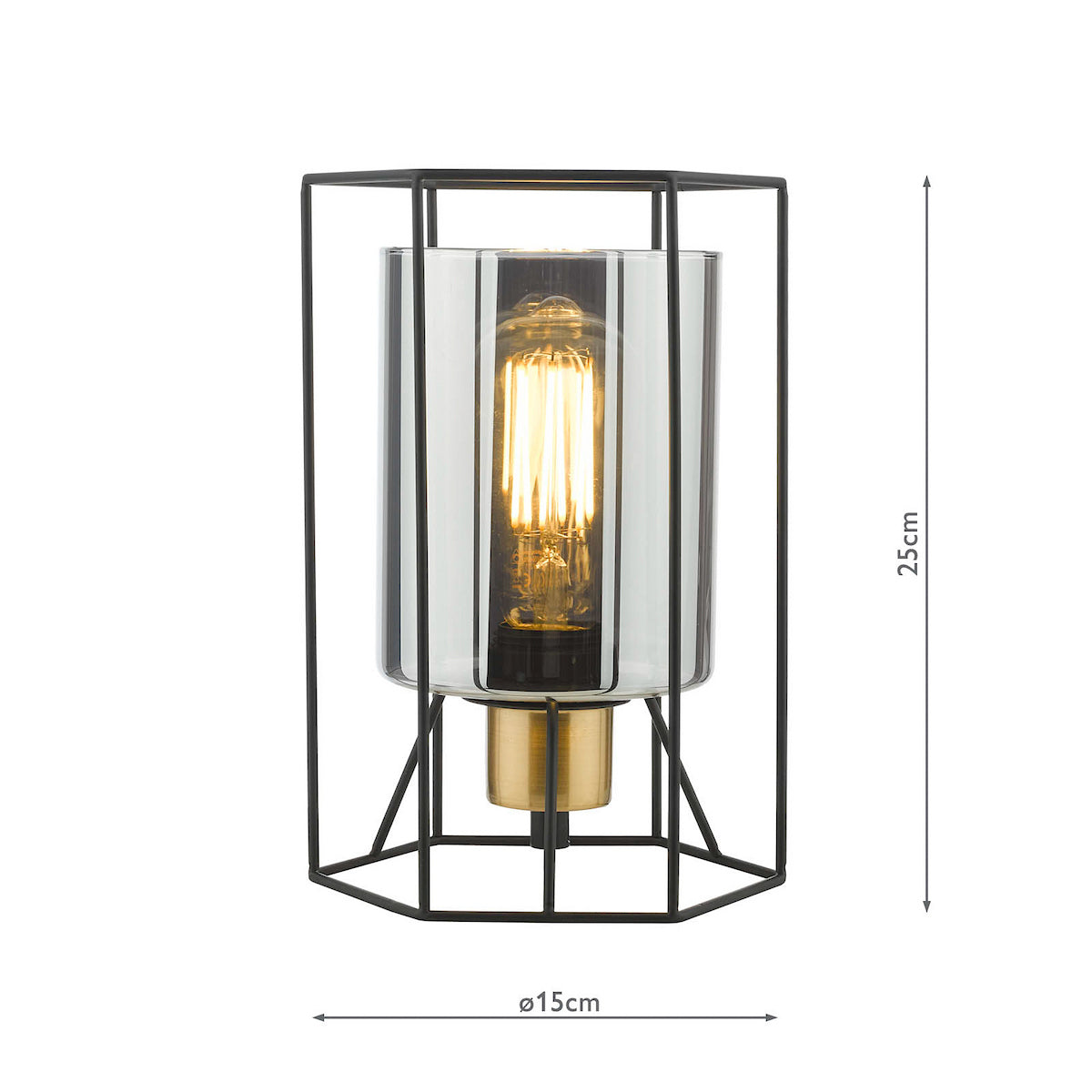 Dar Tatum Table Lamp Matt Black and Smoked Glass