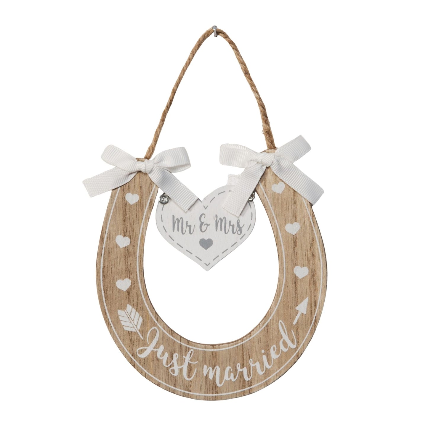 Widdop & Co. Love Story Horse Shoe in Wood - Just Married