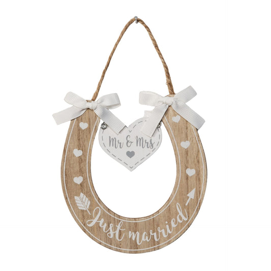 Widdop & Co. Love Story Horse Shoe in Wood - Just Married