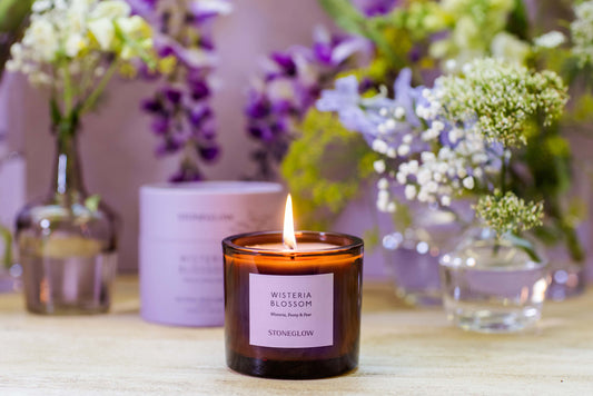 Stoneglow Wisteria, Peony & Pear Scented Natural Wax Candle