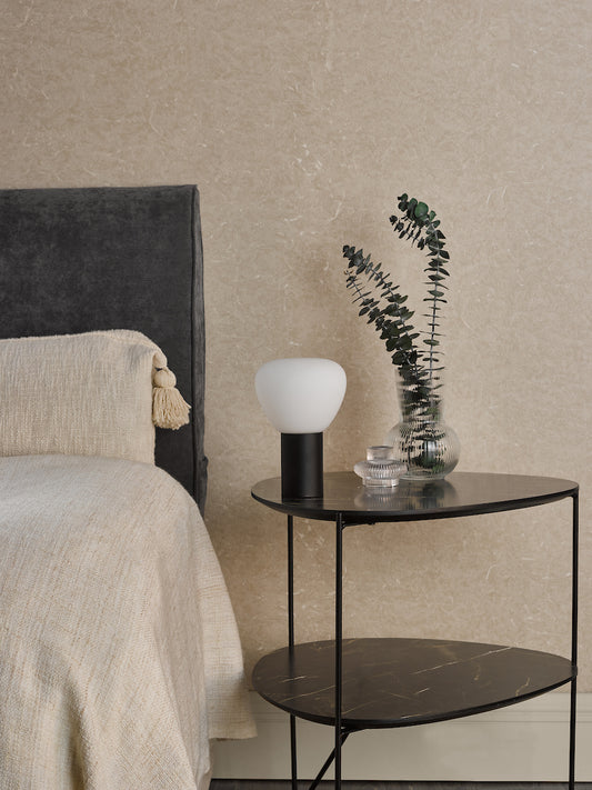 Dar Zorah Touch Table Lamp Opal Glass and Matt Black