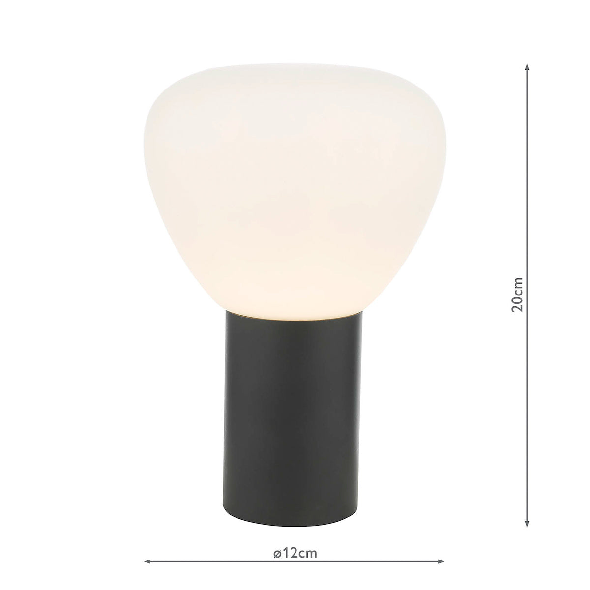 Dar Zorah Touch Table Lamp Opal Glass and Matt Black
